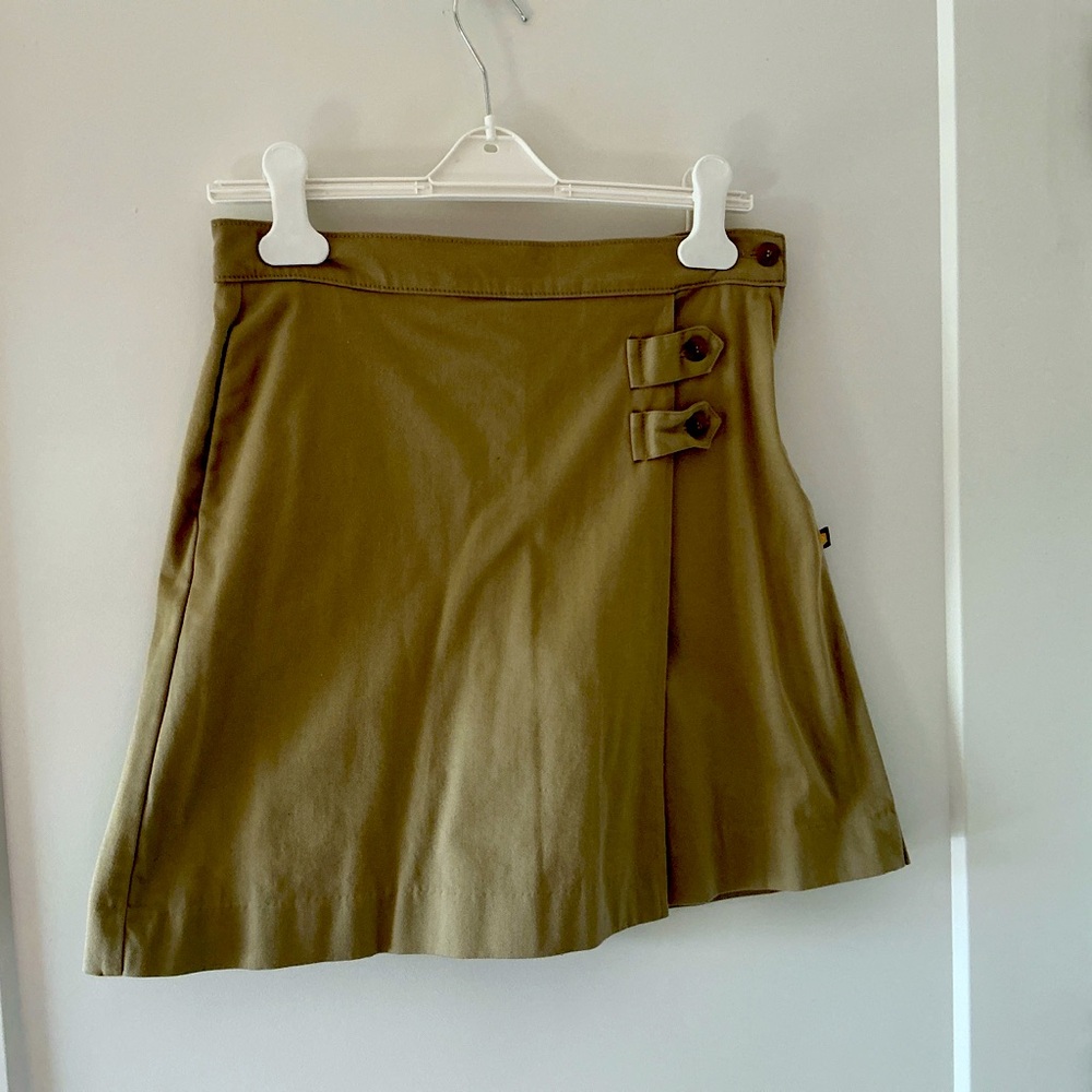 Khaki A-Line Wrap Skirt